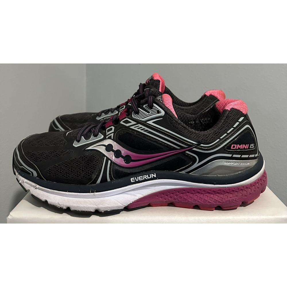 Saucony Omni 15 Women's Running Shoes Size 10.5 Black Pink S10315-1 Great Cond